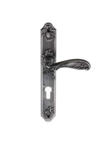 Ручка FLOR BL. SILVER (CL) (на планке под ключевой цилиндр, чернёное серебро)