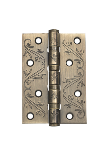 Петля универсальная с четырьмя подшипниками ADDEN BAU. 100X70X2.5 4BB FLO ANTIC BRONZE (цвет АНТИЧНАЯ БРОНЗА, цветочный орнамент)